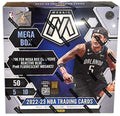 Panini presents the 2022-23 NBA Mosaic Basketball Trading Card Mega Box! Each box contains 5 packs with 10 cards per pack. Look for the Mega Box Exclusive Reactive Blue and Pink Fluorescent Mosaic Parallels!