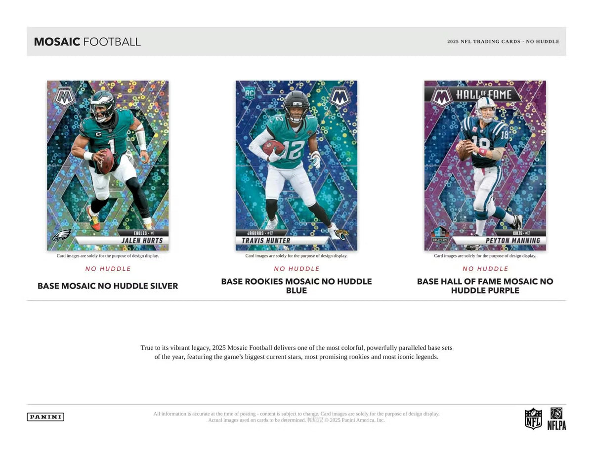 2025 Panini Mosaic Football No Huddle Trading Card Box (1 Autographs Per Box)