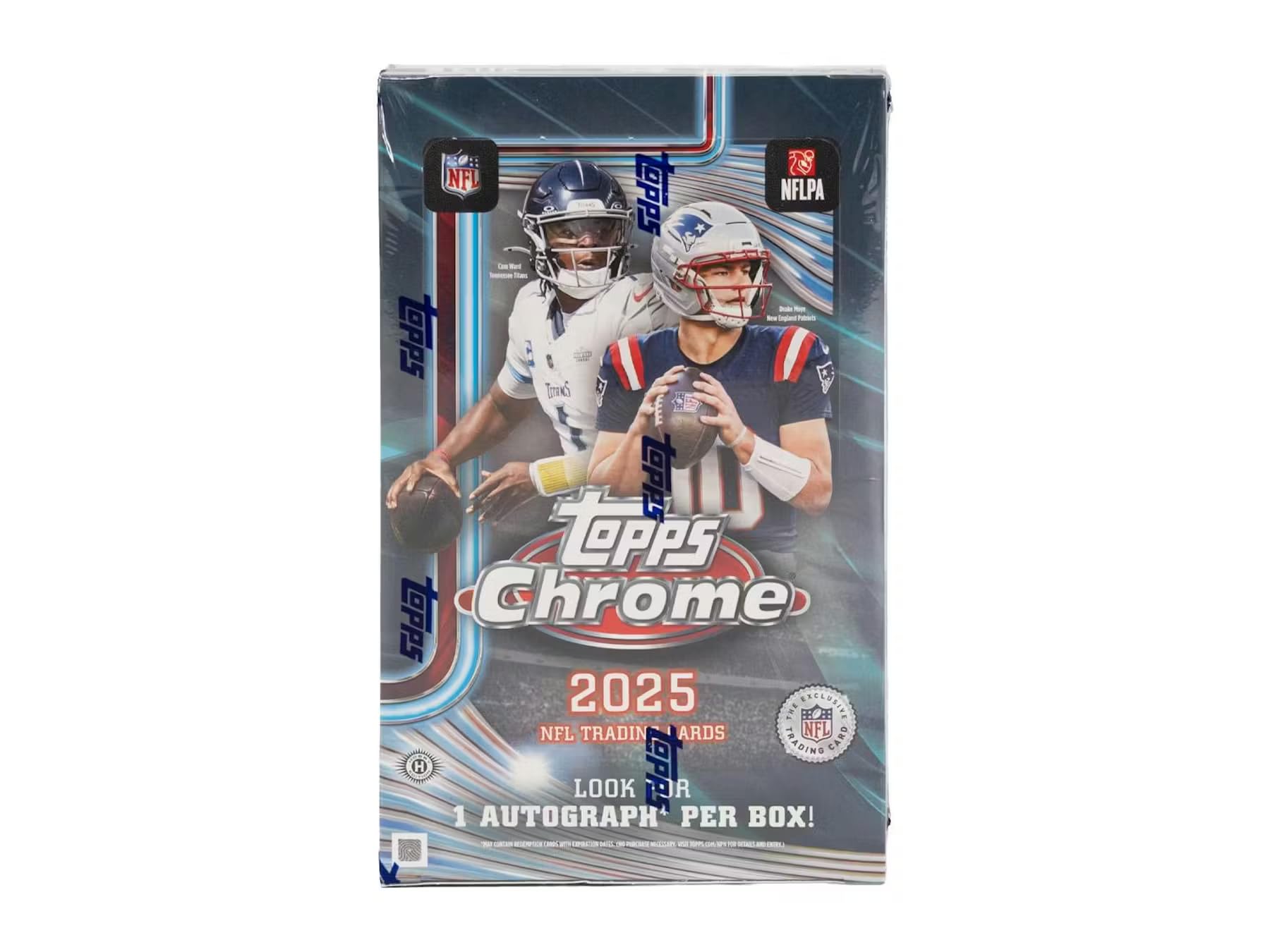 2025 Topps Chrome Football Hobby Trading Card Box (1 Autograph or Autograph Relic Per Box)