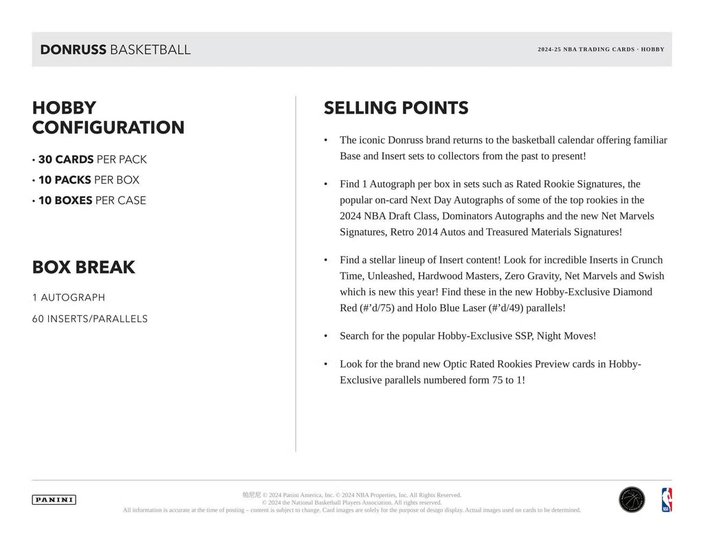 2024-25 Panini Donruss Basketball Hobby Box