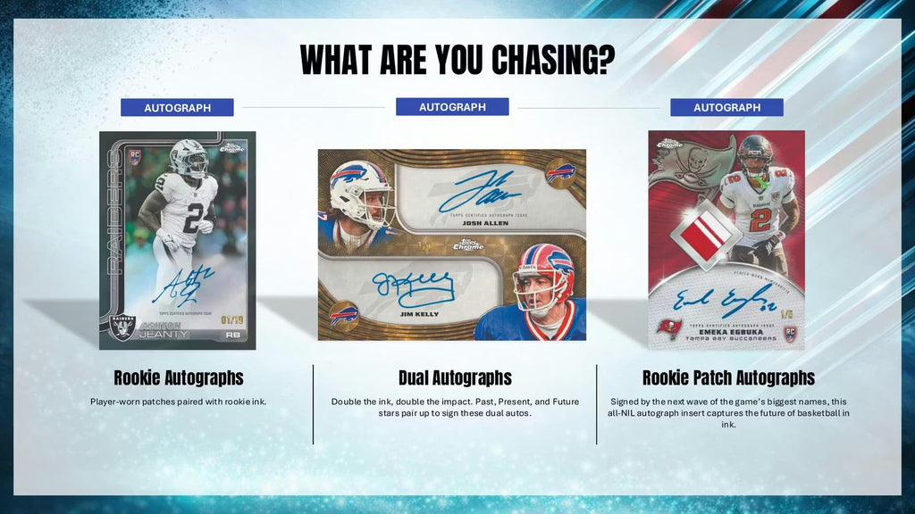 2025 Topps Chrome Football Hobby Trading Card Box (1 Autograph or Autograph Relic Per Box)