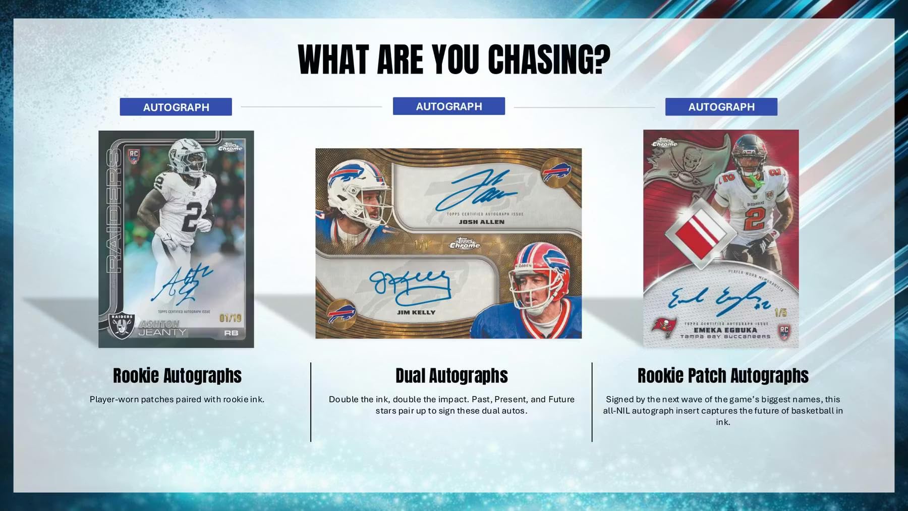 2025 Topps Chrome Football Hobby Trading Card Box (1 Autograph or Autograph Relic Per Box)