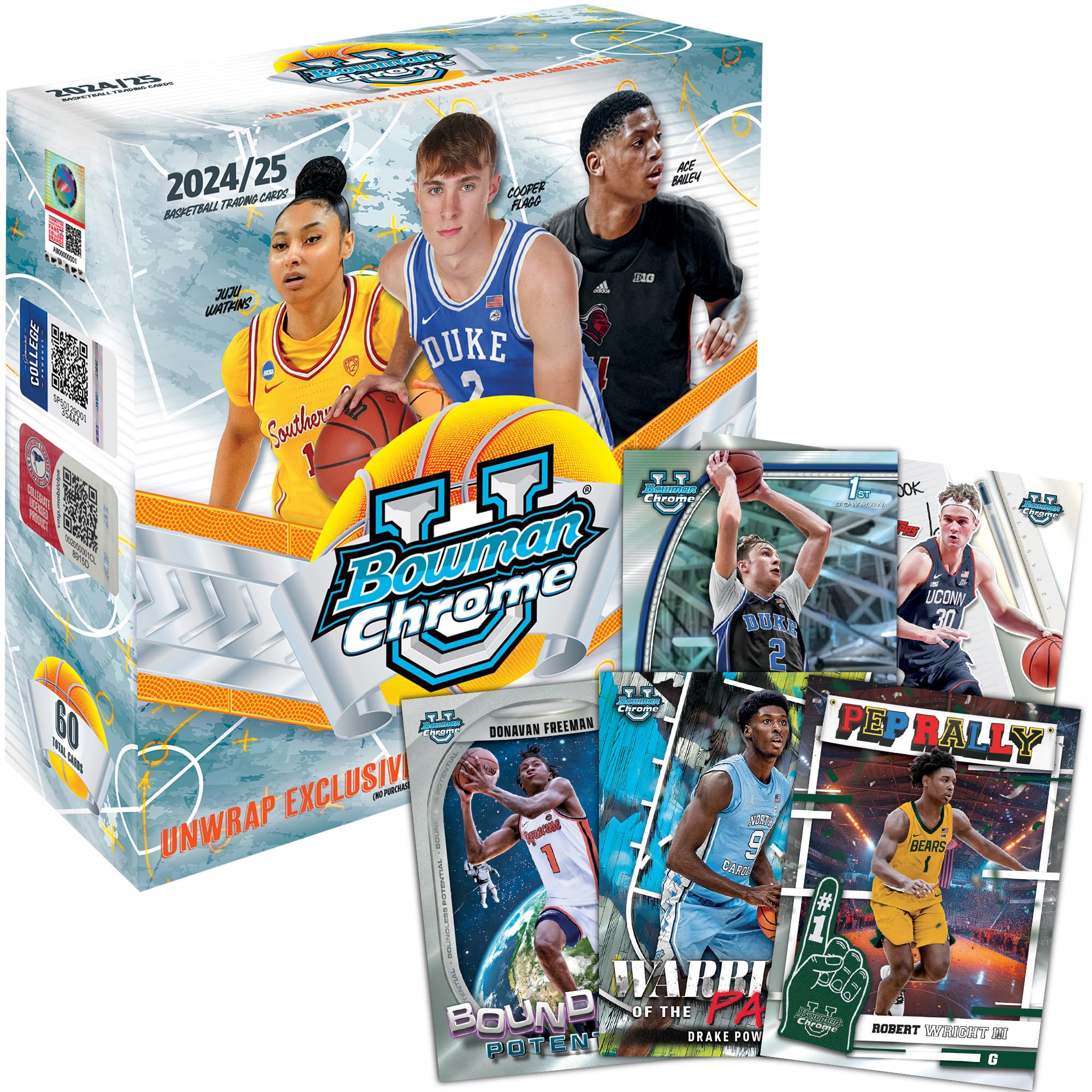 2024/25 Bowman University Chrome Basketball Factory Sealed Mega Box - College Team Sets