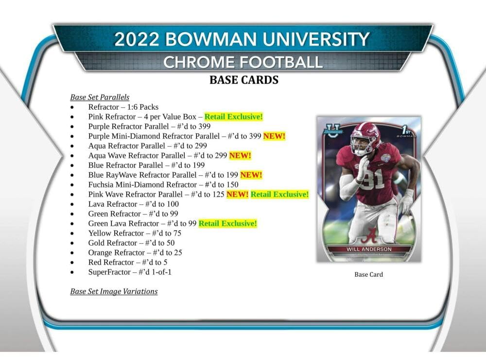 2022 Bowman Chrome University Football Value Box