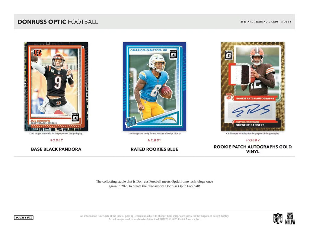 Panini 2025 Donruss Optic Football Retail Pack Trading Cards