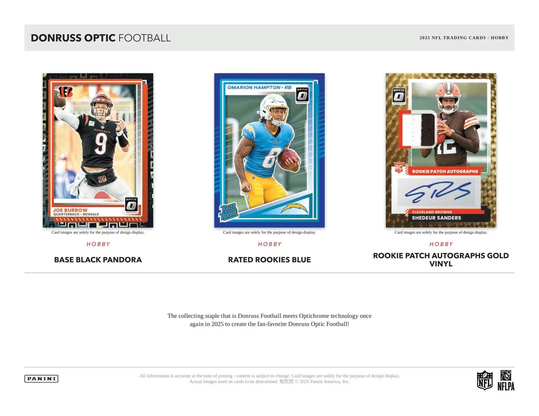 Panini 2025 Donruss Optic Football Retail Pack Trading Cards