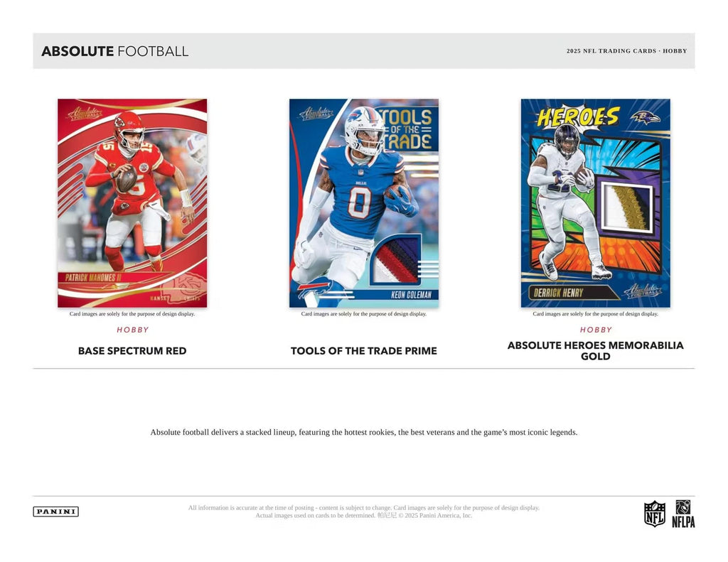 2025 Panini Absolute Football Hobby Trading Card Box (1 Rookie Premier Materials Autograph Per Box!)