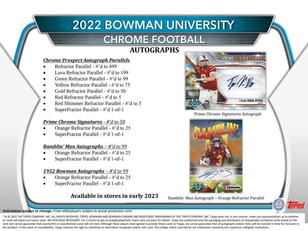 2022 Bowman Chrome University Football Value Box