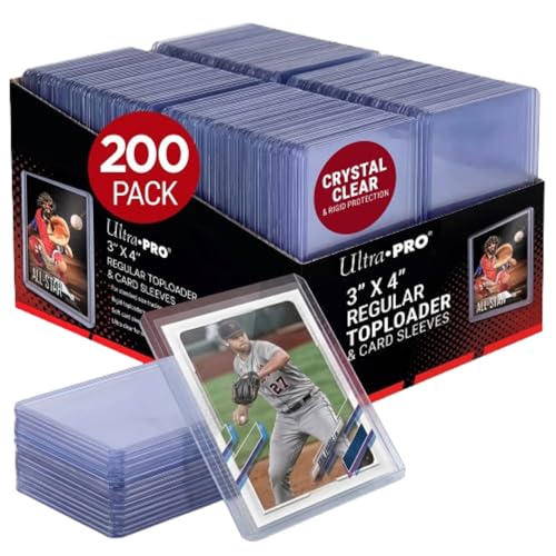 Ultra Pro Toploaders and Card Sleeves Bundle – 3" x 4" Clear Regular Toploaders & Soft Penny Sleeves for Standard Size Cards – Hard Plastic Card Protectors for Collectible Trading Cards – 200 Pack