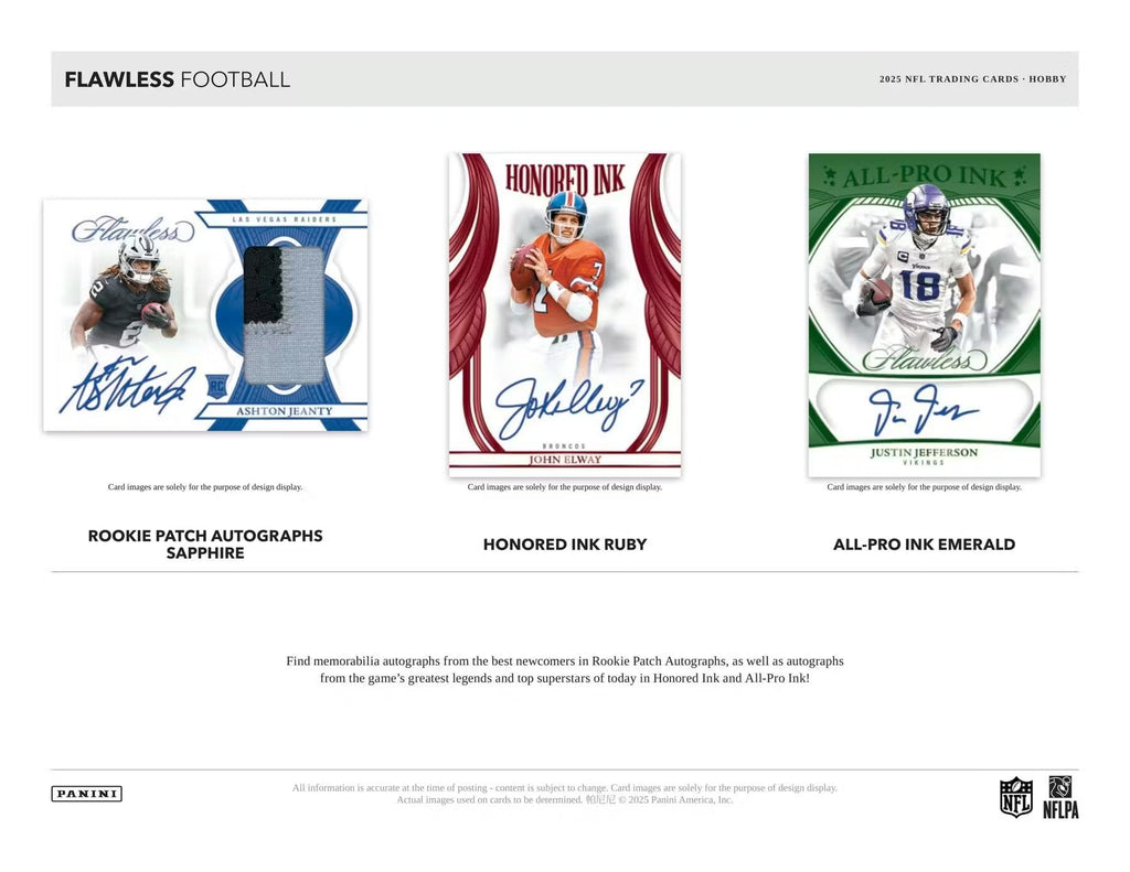 2025 Panini Flawless Football Hobby Trading Card Box (6 Autographs Per Box)