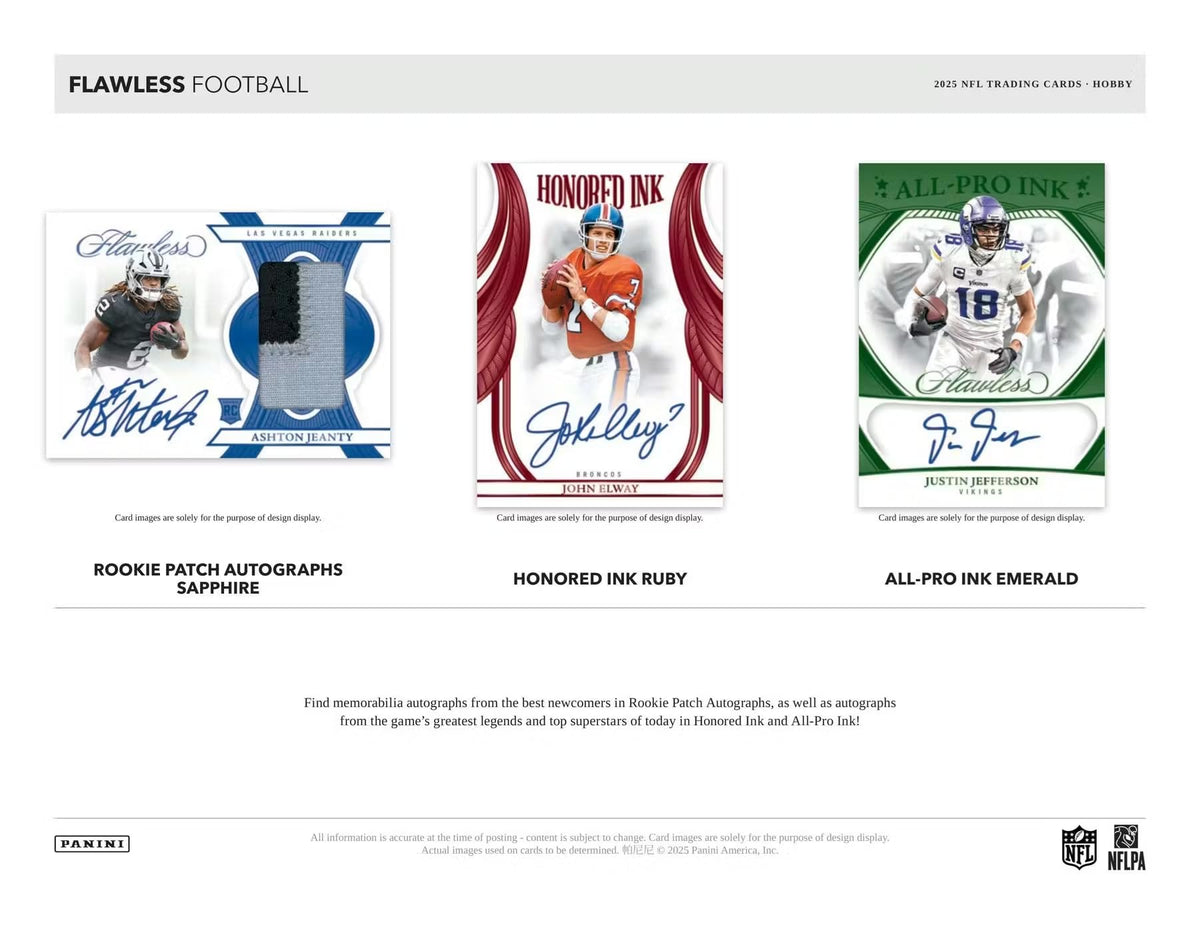 2025 Panini Flawless Football Hobby Trading Card Box (6 Autographs Per Box)