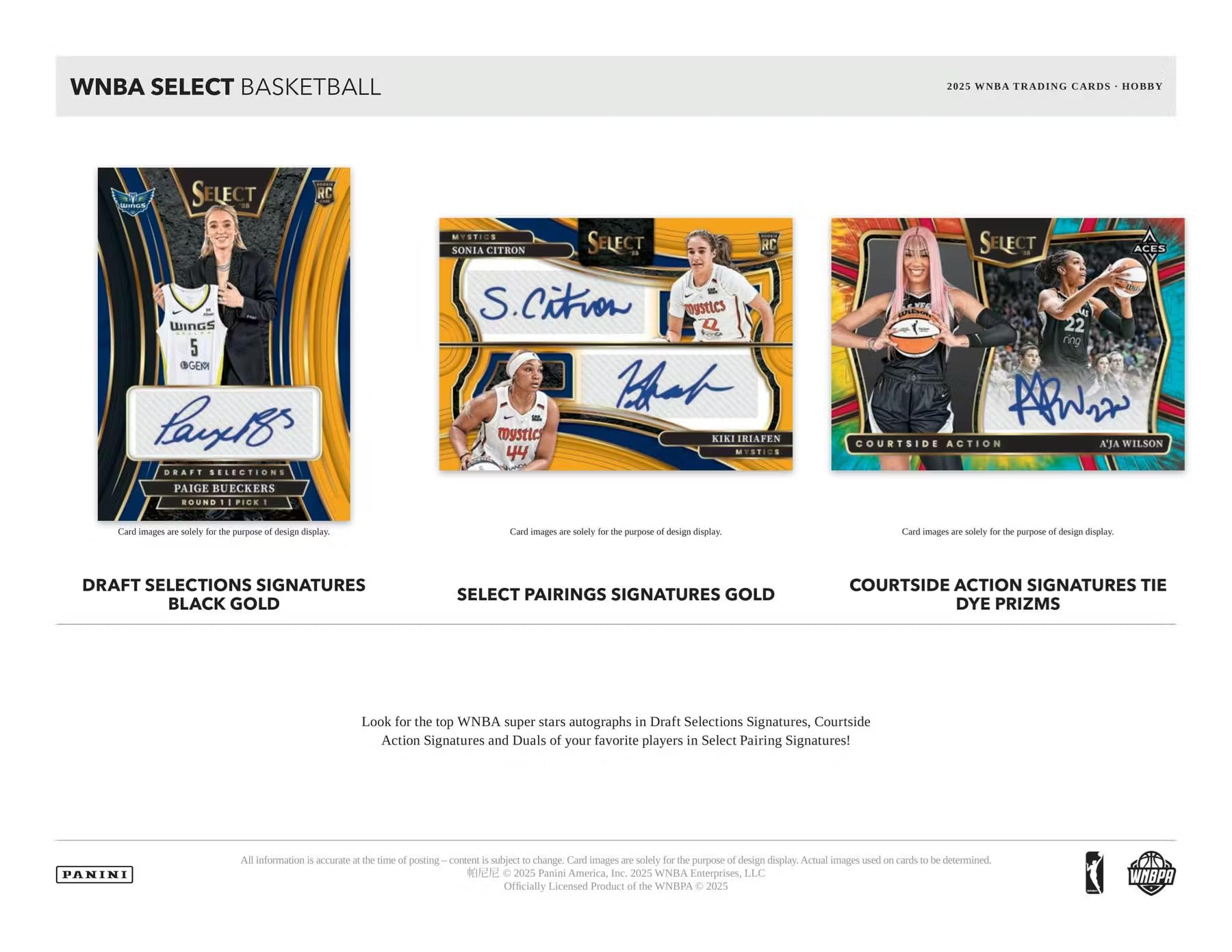 2025 Panini Select WNBA Basketball Hobby Trading Card Box (3 Autographs or Memorabilia Cards Per Box)
