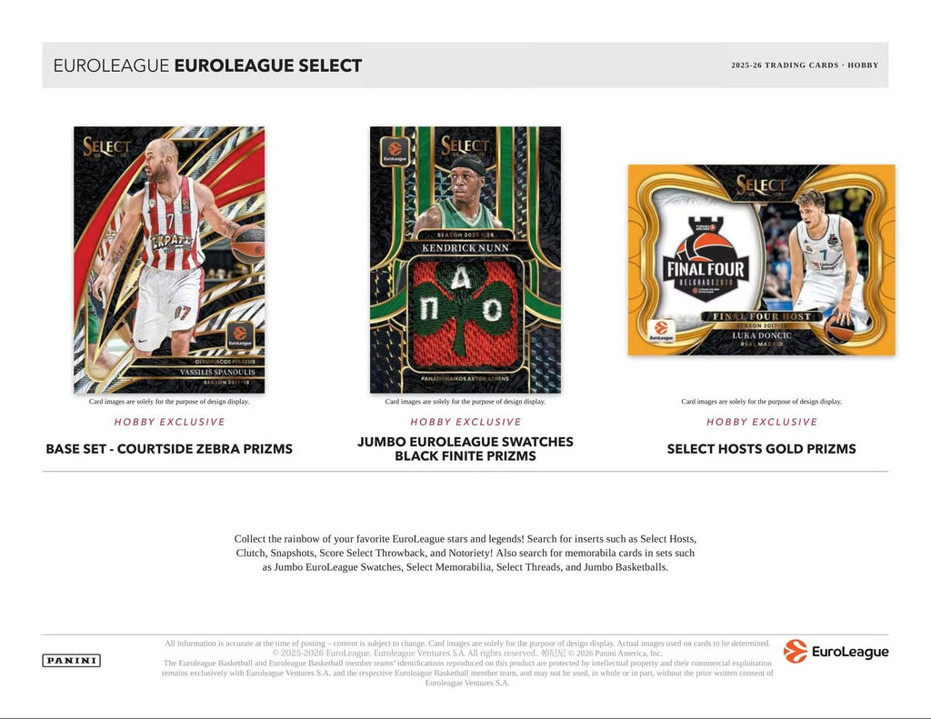 GTS Distribution Panini America Inc EuroLeague Basketball Select Hobby 25-26 Trading Cards