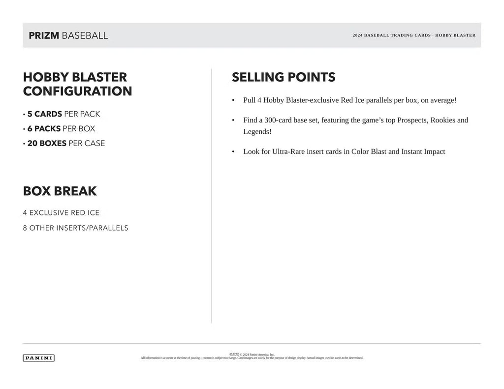 2024 Panini Prizm Baseball Hobby Blaster Box