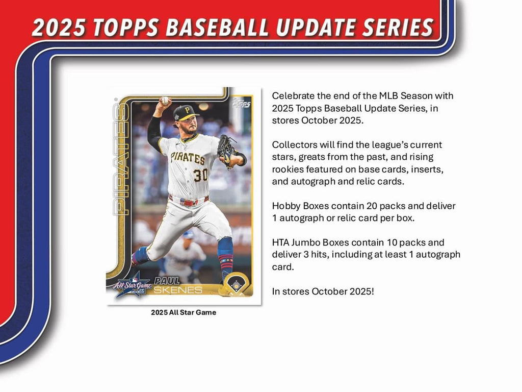 MLB 2025 Topps Baseball Update Series Trading Card Hobby Jumbo Box