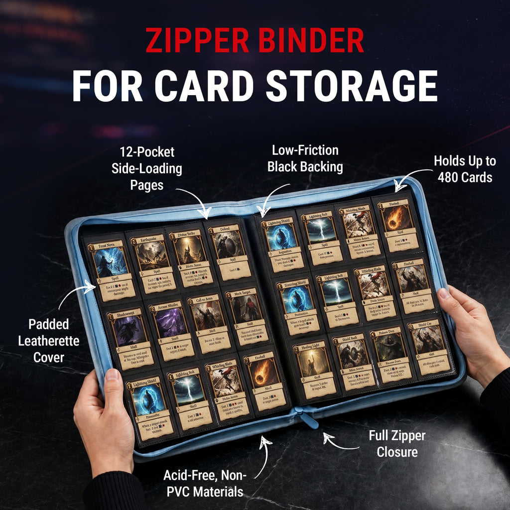 Ultra Pro Pokemon Card Binder 12 Pocket Zippered Featuring Lucario – Trading Card Binder Holds 480 Cards Side Loading – Organizer for Sleeved Cards Storage Album for TCG Collectors – Ages 6+