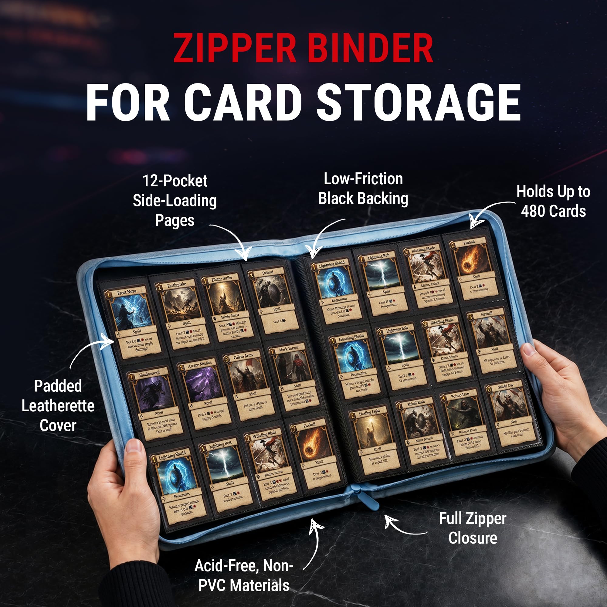 Ultra Pro Pokemon Card Binder 12 Pocket Zippered Featuring Lucario – Trading Card Binder Holds 480 Cards Side Loading – Organizer for Sleeved Cards Storage Album for TCG Collectors – Ages 6+