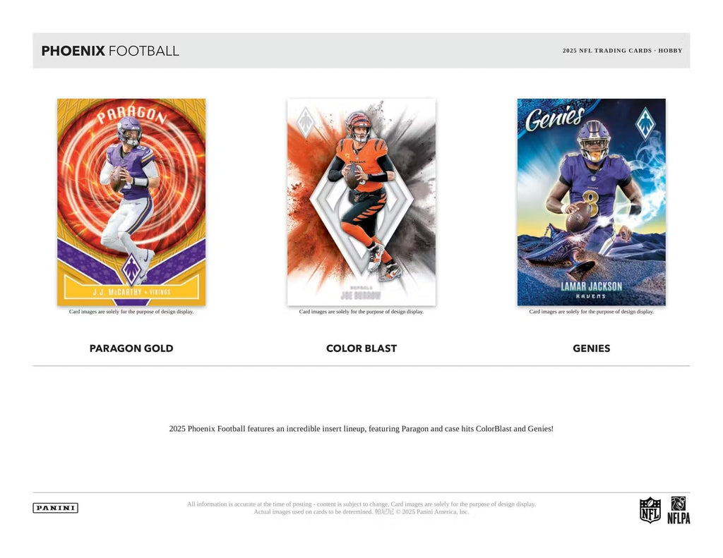 2025 Panini Phoenix Football Hobby Trading Card Box (2 Autographs Per Box Including 1 Rookie Patch Autograph)