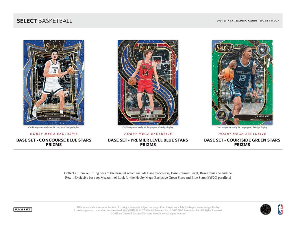 Panini 2024-25 Select Basketball Hobby Mega Trading Card Box (Green & Blue Stars Prizm)
