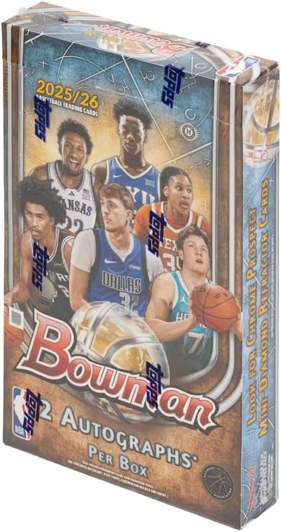 Bowman 2025-26 Basketball Hobby Box, 20 Packs, 200-Card Base Set, NBA Rookies and Prospects