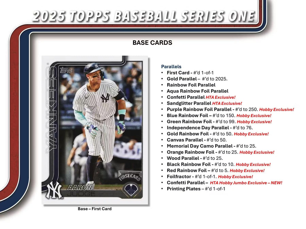 2025 Topps Series 1 Baseball Trading Card MLB Hobby Jumbo 10 Pack Box (1 Autograph & 2 Relics Per Jumbo Box)