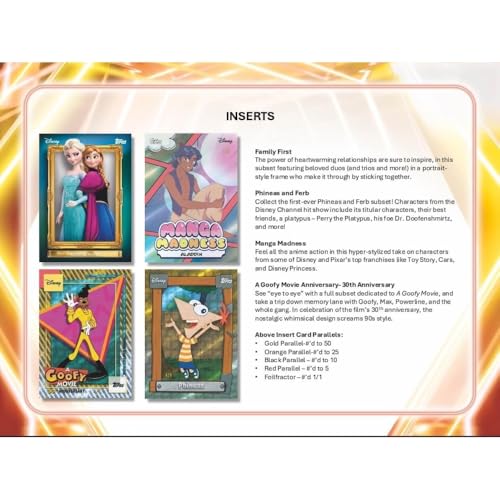 Topps 2026 Disney Neon Hobby Box, Factory Sealed, 20 Packs, 5 Cards per Pack, 2 Numbered Parallels