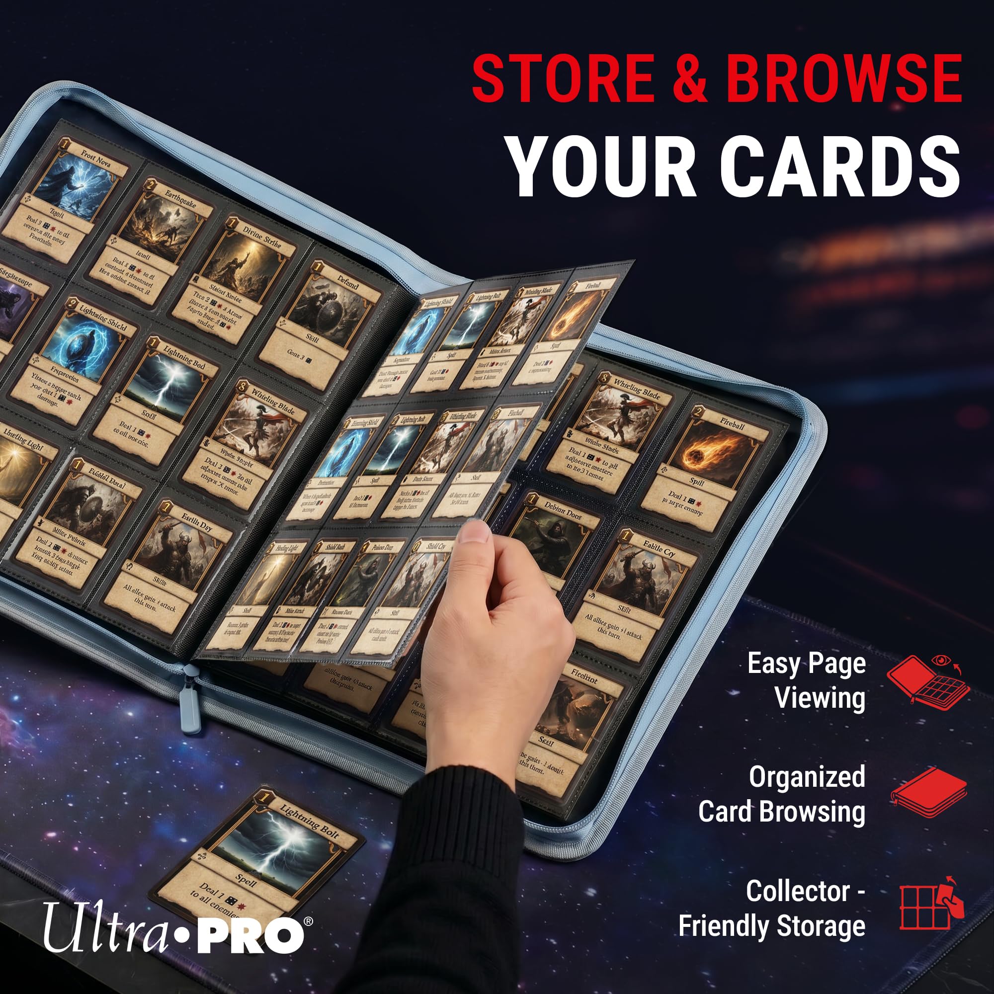 Ultra Pro Pokemon Card Binder 12 Pocket Zippered Featuring Lucario – Trading Card Binder Holds 480 Cards Side Loading – Organizer for Sleeved Cards Storage Album for TCG Collectors – Ages 6+