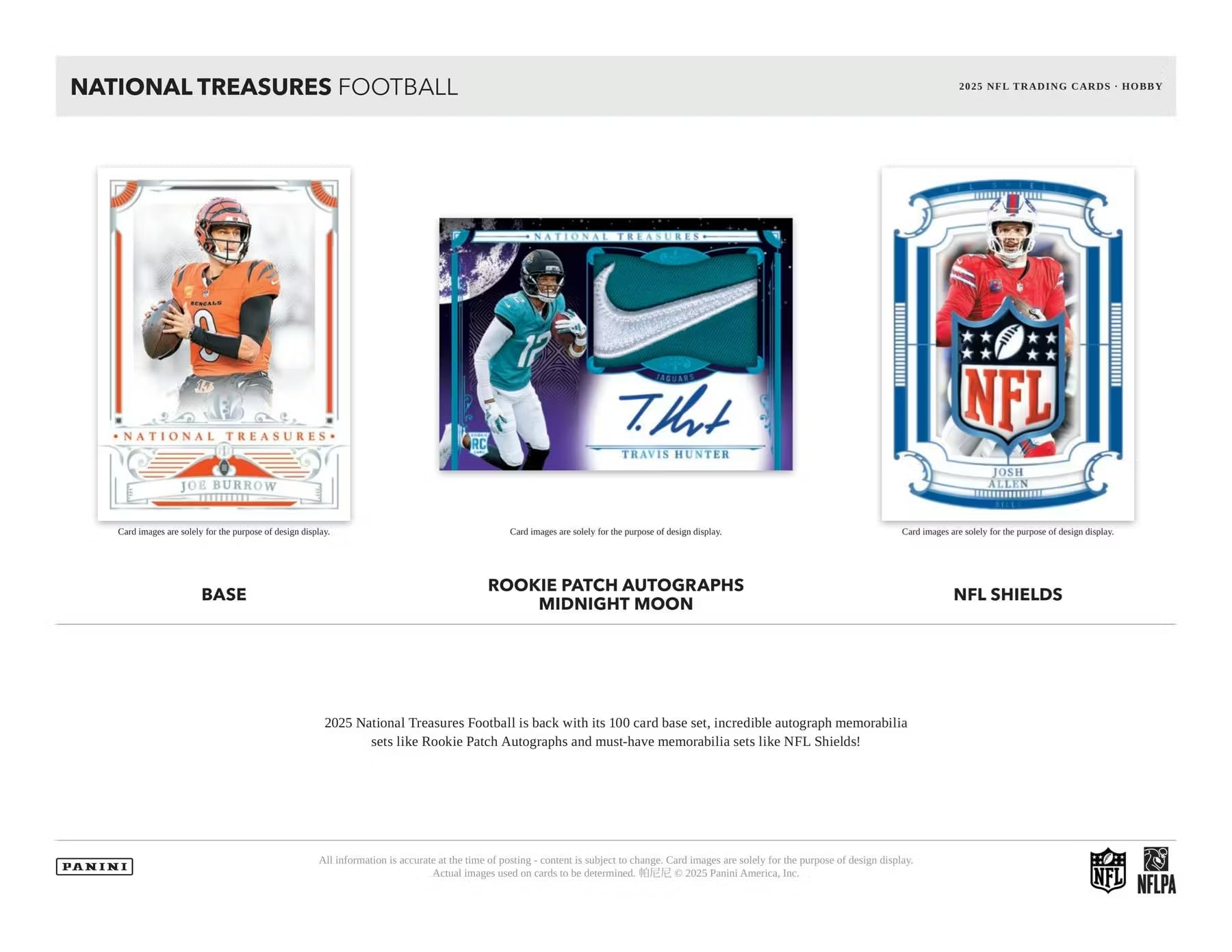 2025 Panini National Treasures Football Hobby Trading Card Box (8 Autographs or Memorabilia Cards Per Box)