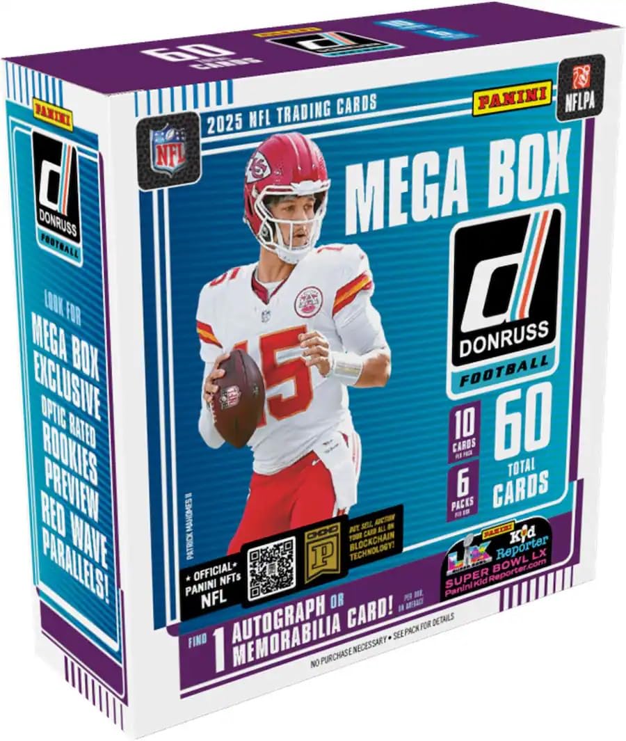 2025–26 Panini Donruss Football Mega Box – Retail Exclusive Parallels & Inserts – NFL Trading Cards – Sealed Retail Mega Box