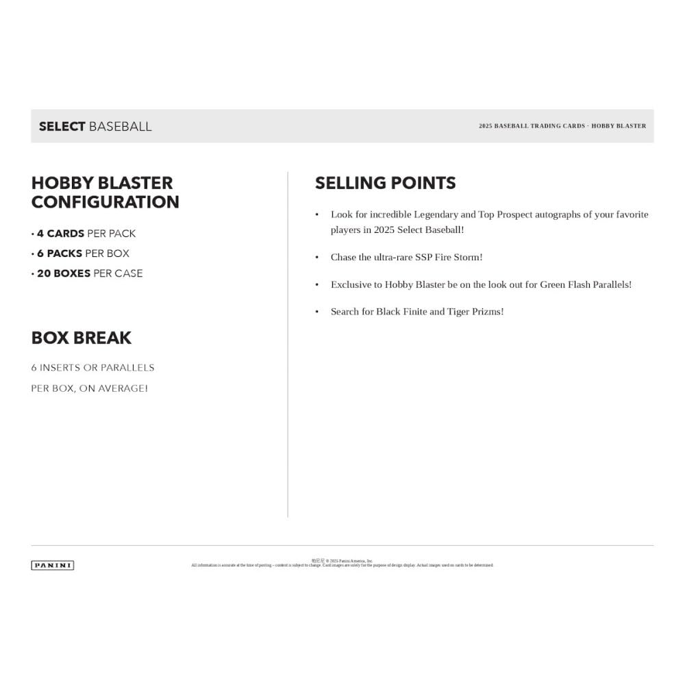 2025 Panini Select Baseball Hobby Blaster Trading Card Box (Chase Hobby Blaster Exclusive Green Flash Parallels)