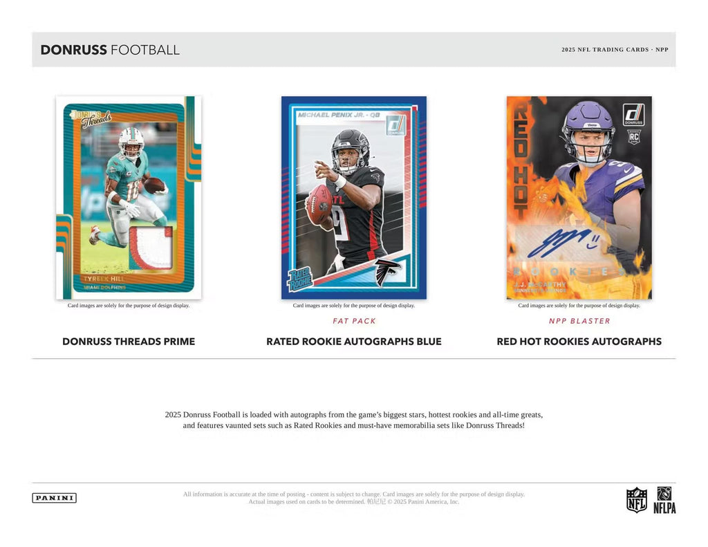 2025 Panini Donruss Football Mega Trading Card Box (1 Memorabilia or Autograph Per Box)(Optic Rated Blue Scope Parallels)