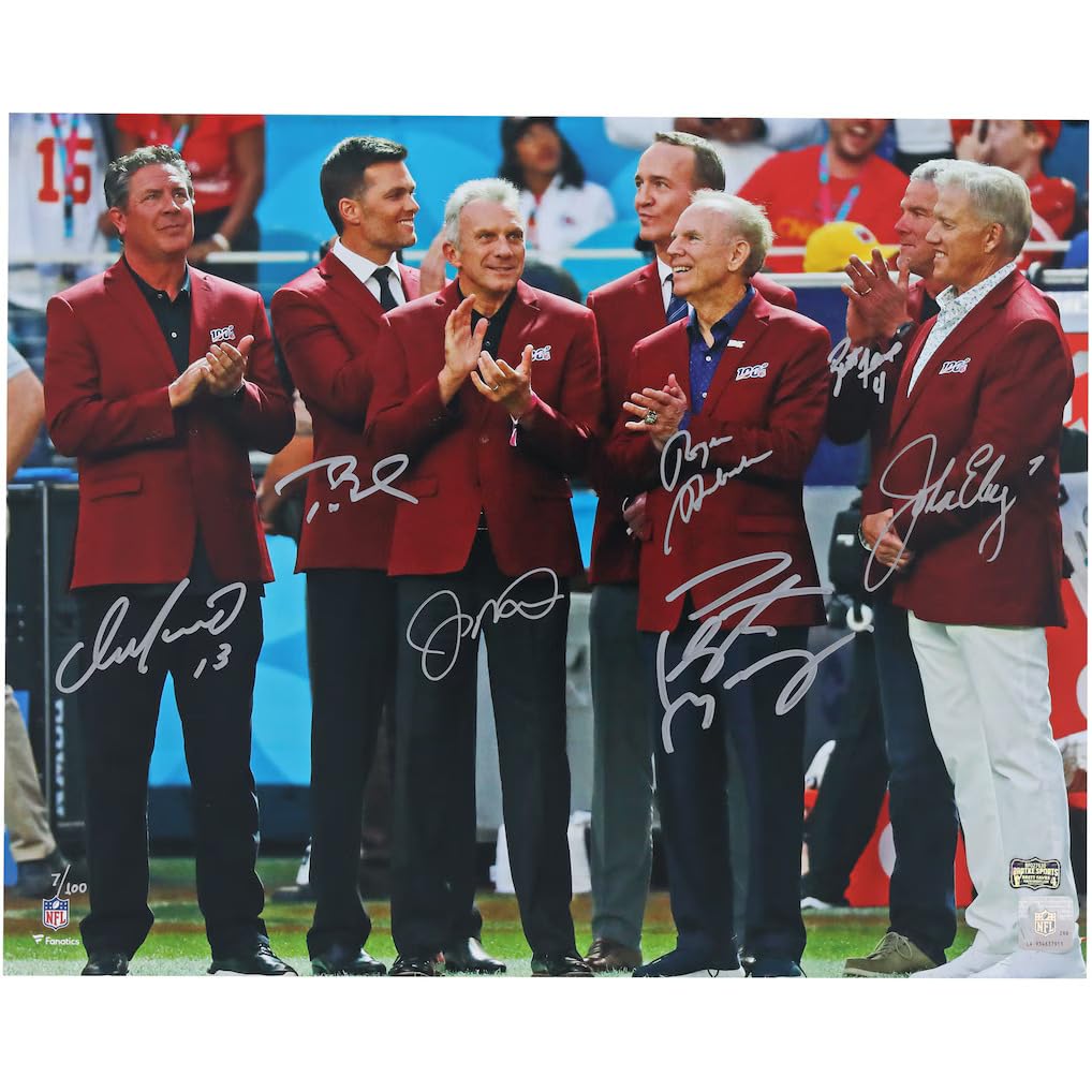 Fanatics Authentic NFL Top 100 Quarterbacks Autographed Photo with 7 Signatures, 16 x 20, Limited Edition
