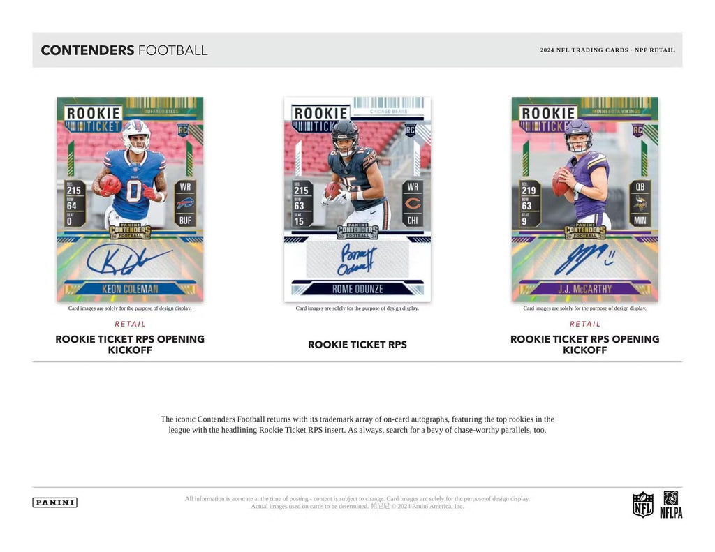2024–25 Panini Contenders NFL Football Blaster Box – Official Trading Cards – Includes Blaster-Exclusive Parallels, Rookie Tickets & Inserts – Sealed Retail Box