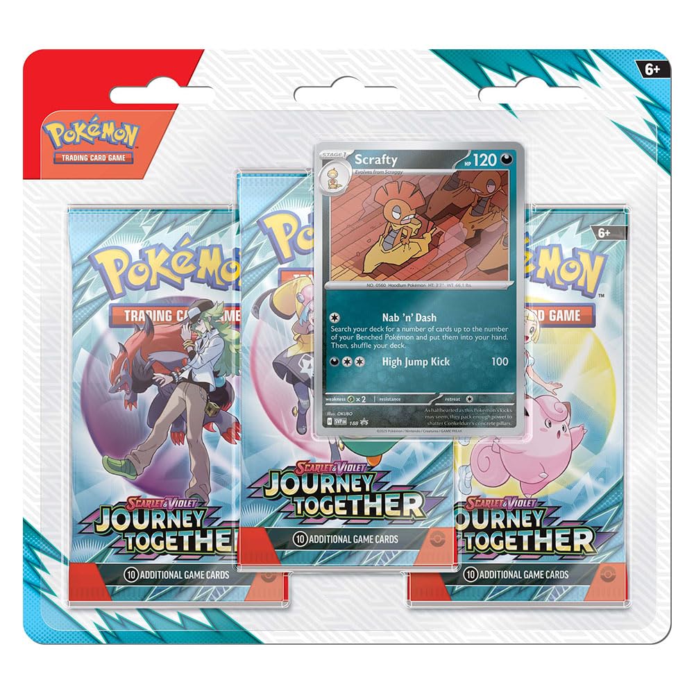 Pokemon TCG Scarlet & Violet 9 Journey Together Three Booster Blister, Random Draw