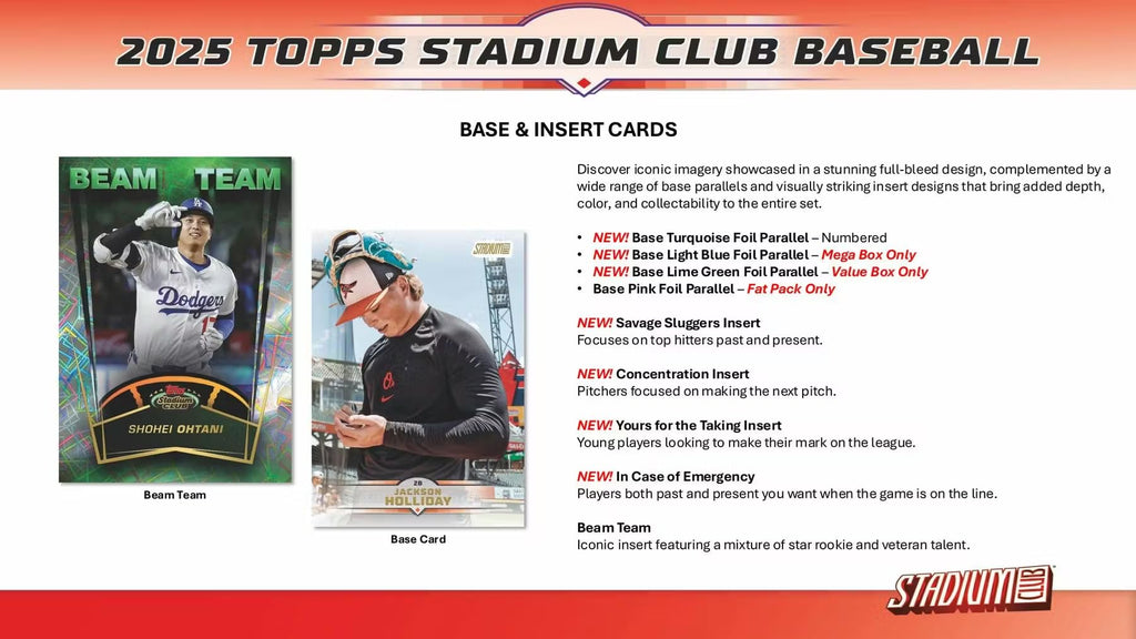 2025 Topps Stadium Club Baseball 8-Pack Blaster Trading Card Box (1 Sepia Parallel Per Box)