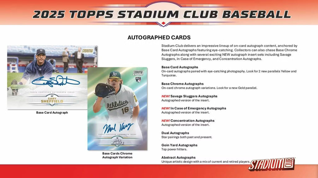 2025 Topps Stadium Club Baseball 8-Pack Blaster Trading Card Box (1 Sepia Parallel Per Box)