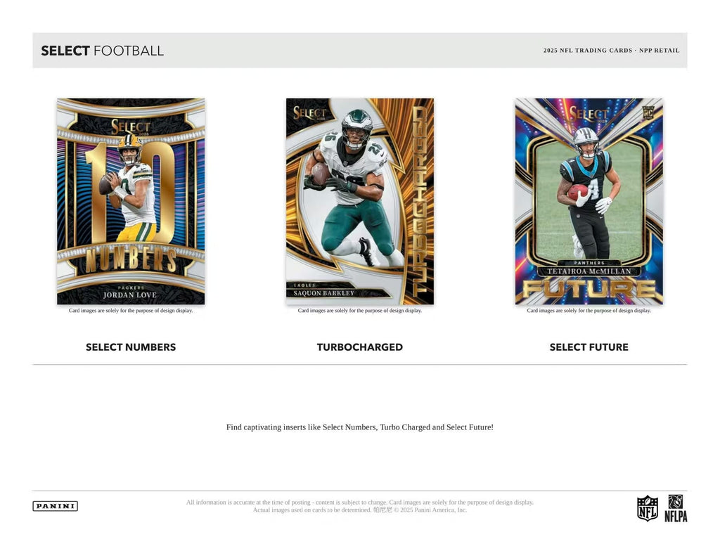 2025 Panini Select Football Blaster Box Trading Card Box (1 Silver Shock Parallel Per Box)(3 Red & Blue Prizm Shock Parallels Per Box)