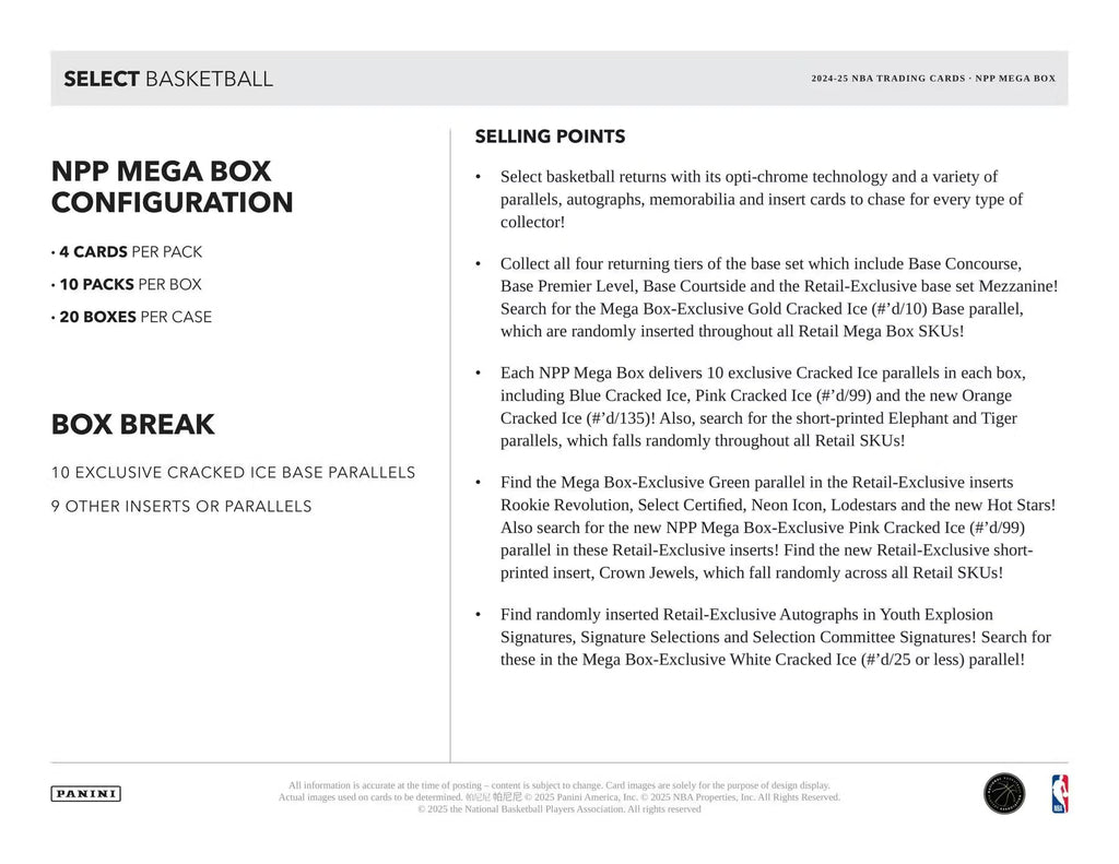 2024/25 Panini Select Basketball Mega Trading Card Box (Red & Purple Cracked Ice)