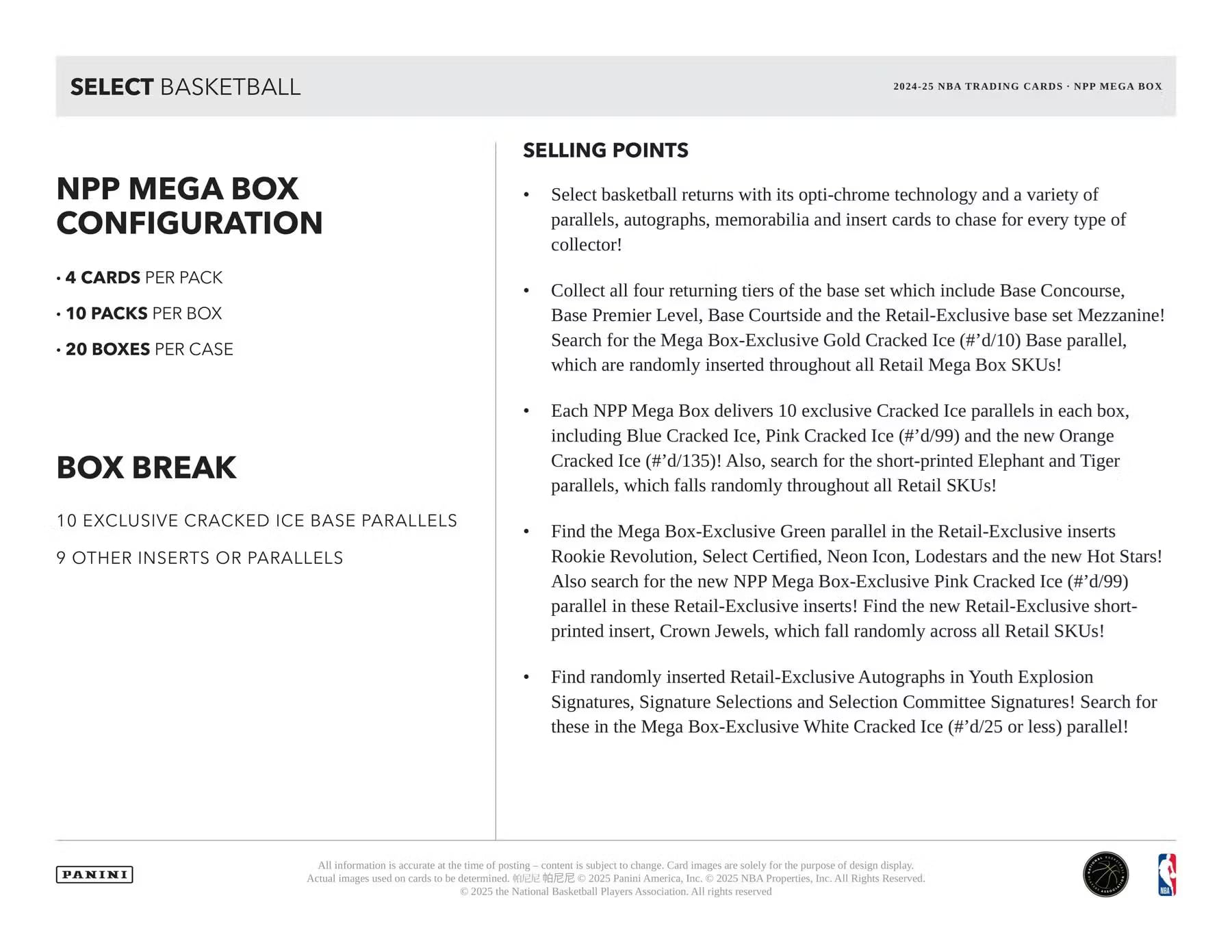 2024/25 Panini Select Basketball Mega Trading Card Box (Red & Purple Cracked Ice)