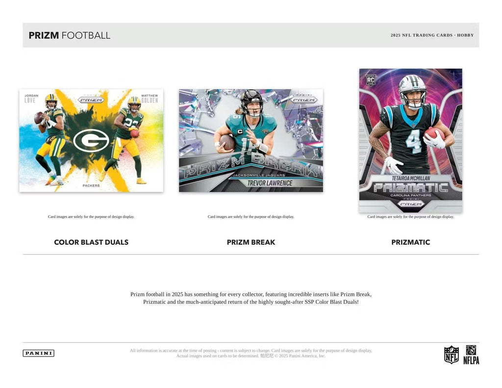 2025 Panini Prizm Football Hobby Trading Card Box (2 Autographs Per Box)