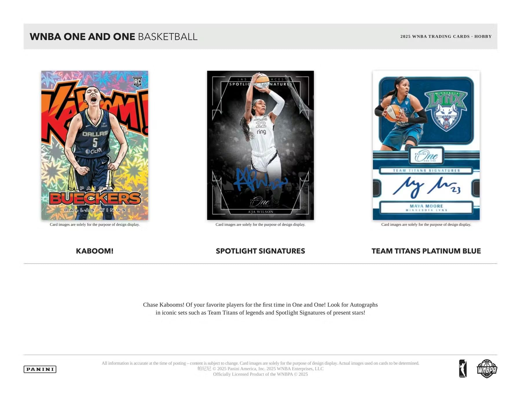 2025 Panini One and One WNBA Basketball Hobby Trading Card Box (1 Autograph Card Per Box)