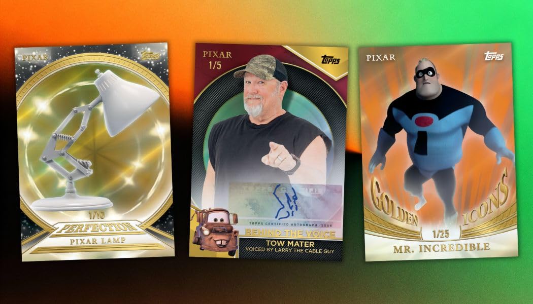 Topps Pixar Gold Trading Cards, 9 Cards Including 1 Encased Card | Autographs, Parallel Inserts