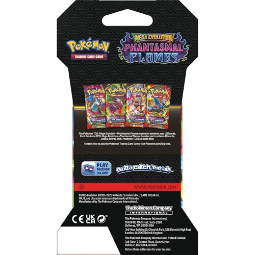 Pokemon TCG: Mega Evolution Phantasmal Flames Sleeved Booster Pack - 10 Cards