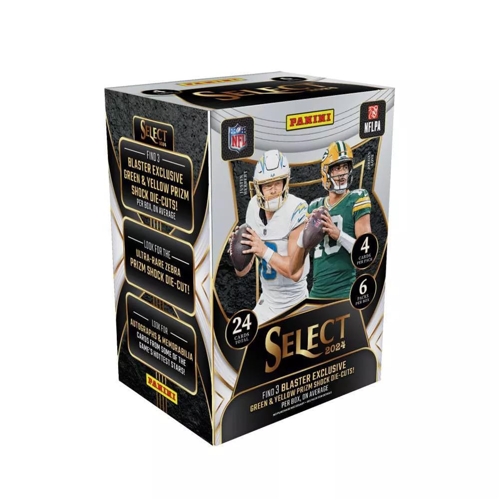 Panini 2024 NFL Select Football Trading Card Blaster Box (Green & Yellow Prizm Shock Die-Cuts)