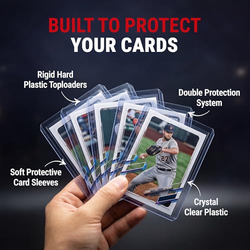 Ultra Pro Toploaders and Card Sleeves Bundle – 3" x 4" Clear Regular Toploaders & Soft Penny Sleeves for Standard Size Cards – Hard Plastic Card Protectors for Collectible Trading Cards – 200 Pack
