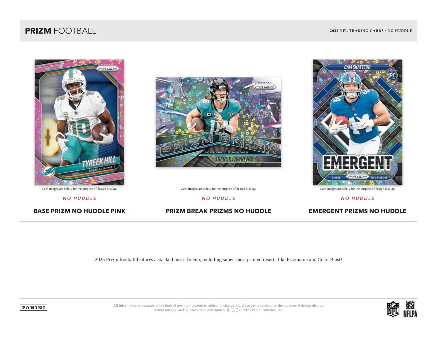 2025 Panini Prizm Football No Huddle Trading Card Box (2 No Huddle Prizm Autographs Per Box)