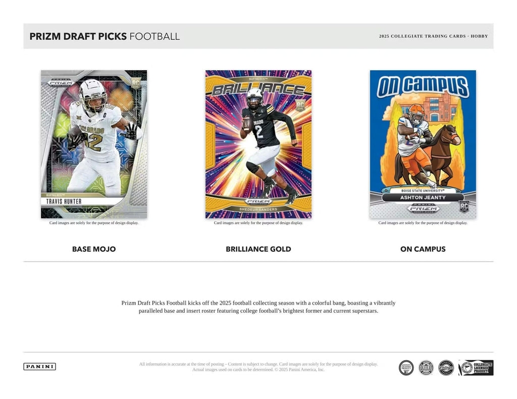 2025 Panini Prizm Draft Picks Football Hobby Trading Card Box (Four Autographs Per Box!)