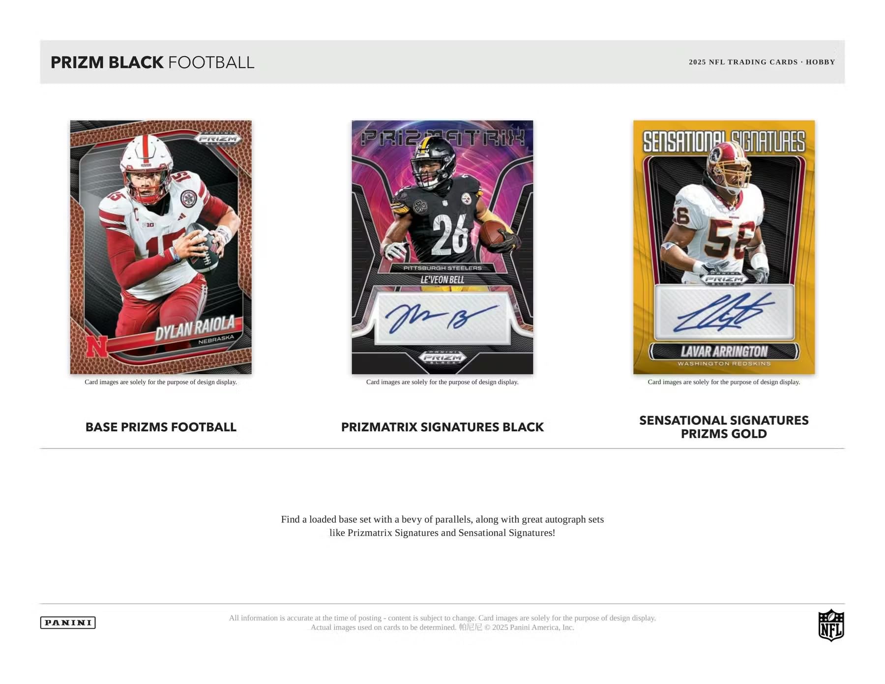 2025 Panini Prizm Black Football Hobby Trading Card Box (3 Autographs Per Box)