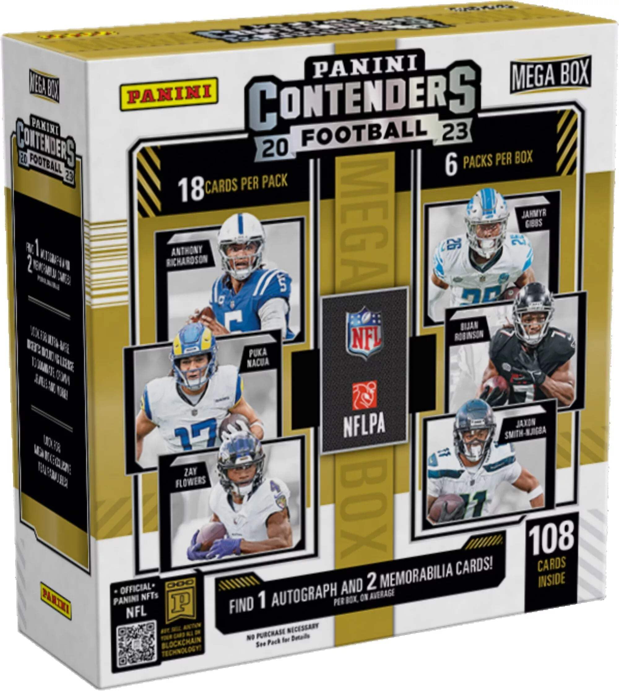 Panini 2023 Contenders Football Mega Trading Card Box (108 Cards/Box) One Autograph Teal Parallels