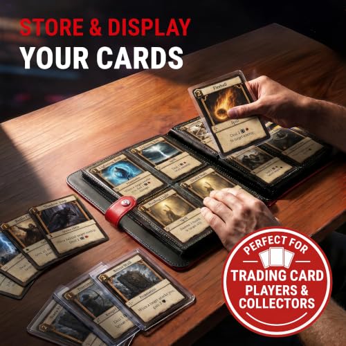 Ultra Pro Premium 4 Pocket Pokemon Binder – Pokemon Card Binder with 20 Side-Loading Pages & Holds up to 160 Cards – Acid-Free & Non-PVC – Snap Closure, Black Backing & Red Padded Leatherette Cover